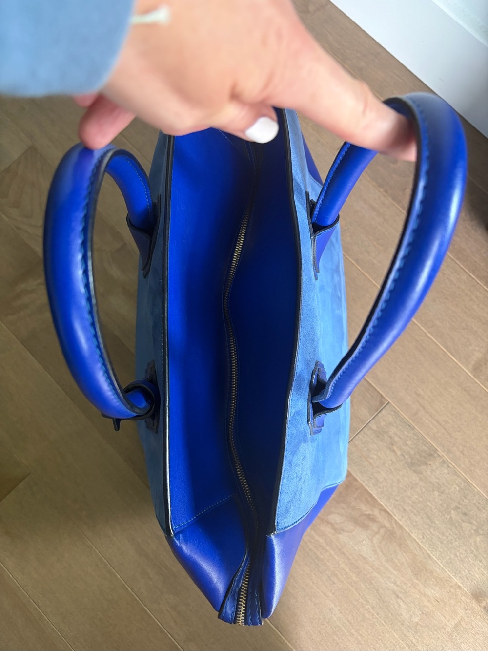 Stella McCartney Blue Faux Leather & Suede Cavendish Boston tote - Picture 4 of 14
